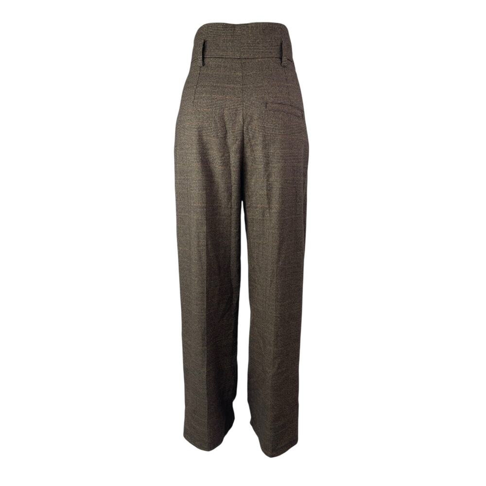Mango Suit Plaid High Rise Pleated Carrot Barrel Tapered Trousers Dress Pants S - Picture 3 of 5